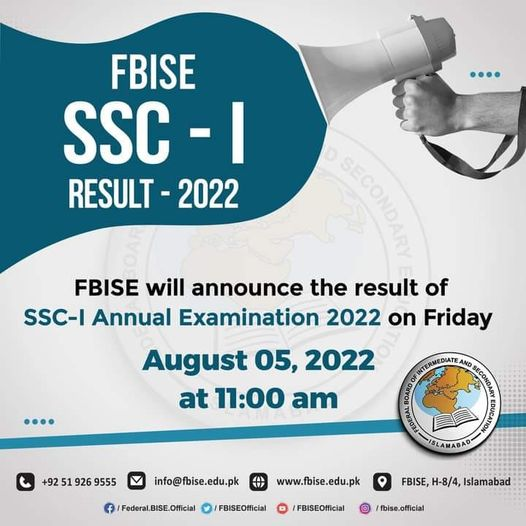 FBISE Result 2022 SSC Part I Date